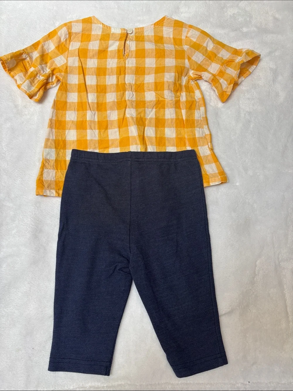 Carter's Yellow & White Gingham Top with Navy Leggings Kids Matching Set - Picture 5 of 5